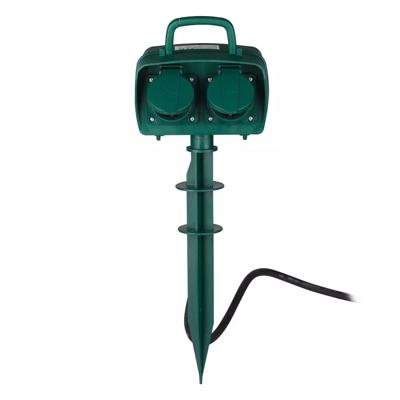 Set van 6 buitenstopcontacten - 2 stopcontacten - IP44 waterdicht - 3 meter kabel - Timer - Tuincontactdoos - Stekkerdoos - Groen