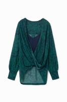 Dubbele blouse met overslag aan de voorkant - GREEN - M