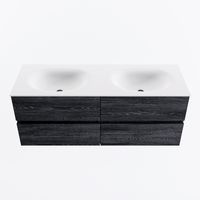 MONDIAZ VICA 130cm badmeubel onderkast Antracite 4 lades. Wastafel MOON dubbel 2 kraangaten, kleur Talc.