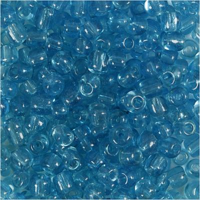 Creativ Company Rocailles, d 4 mm, afm 6/0, gatgrootte 0,9-1,2 mm, helder turquoise, 25 gr/ 1 doos