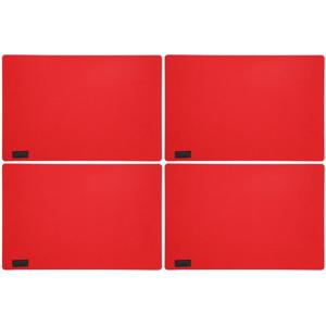 Placemats/onderleggers voor op tafel - 4x stuks - rood - 30 x 45 cm - met ronde hoeken