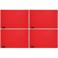 Placemats/onderleggers voor op tafel - 4x stuks - rood - 30 x 45 cm - met ronde hoeken