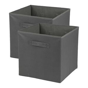 Opbergmand/kastmand Square Box - 2x - karton/kunststof - 29 liter - titanium grijs - 31 x 31 x 31 cm