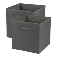 Opbergmand/kastmand Square Box - 2x - karton/kunststof - 29 liter - titanium grijs - 31 x 31 x 31 cm - thumbnail