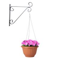 Hangpot + Muurhaak Parma - terracotta - D20 cm - kunststof - metaal - tuinaccessoires