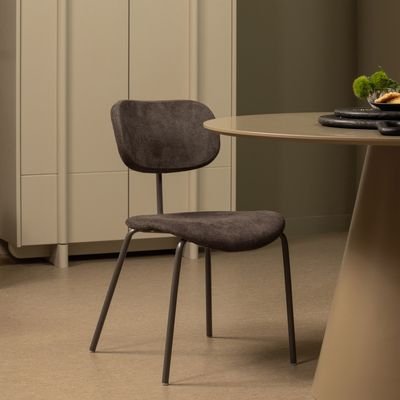 WOOOD Exclusive Eetkamerstoel 'Link' Chenille, kleur Bruin/Grijs