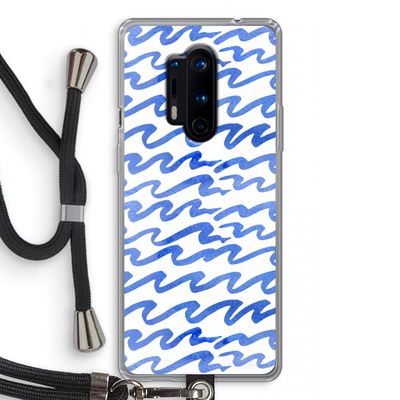 Blauwe golven: OnePlus 8 Pro Transparant Hoesje met koord