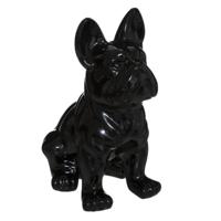 Beeldje Franse Bulldog hond Eden - 22 cm - keramiek - zwart - beeld