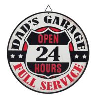 Dad&apos;s Garage Rond Metalen Bord - Ø46cm