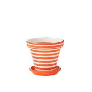 J-Line Flowerpot+Plate Granada Stripes Handmade+Painted Ceramic Nar