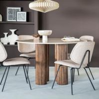 Eleonora Ronde Eettafel 'Xavi' Marmer en mangohout, 130cm, kleur Naturel