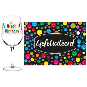 Happy Birthday cadeau glas 70 jaar verjaardag en Gefeliciteerd kaart