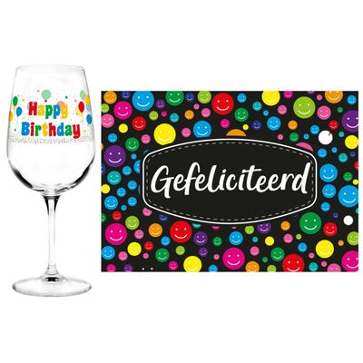 Happy Birthday cadeau glas 70 jaar verjaardag en Gefeliciteerd kaart