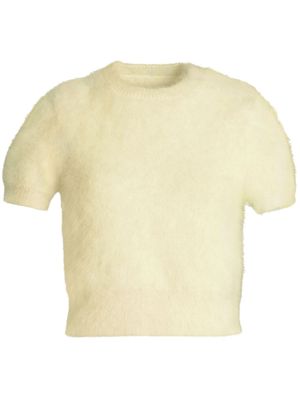 Maison Margiela haut crop en maille à manches courtes - Jaune
