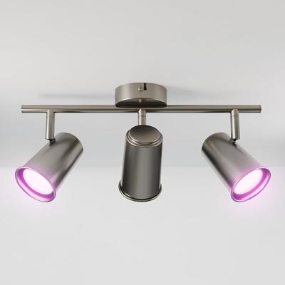 Riga - LED smart plafondlamp - 3 spots - 15 Watt 1200 Lumen - Draaibaar en kantelbaar - GU10 - RGBWW - Wifi + Bluetooth - Google Home, Amazon Alexa en Siri - RVS - Bestuurbaar via App en Stem