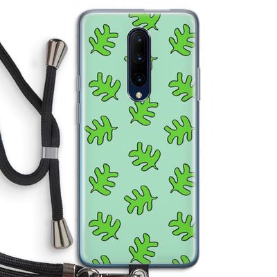 Groene blaadjes: OnePlus 7 Pro Transparant Hoesje met koord