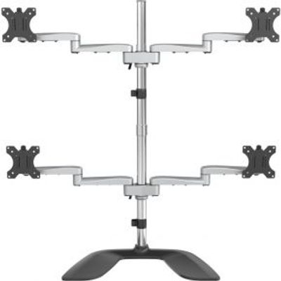StarTech.com ARMQUADSS flat panel bureau steun 81,3 cm (32 ) Vrijstaand Zwart, Zilver