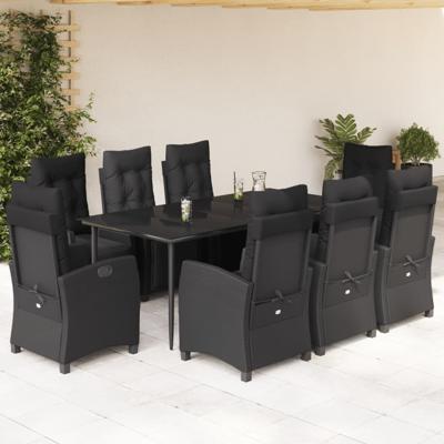 9-delige Tuinset poly rattan zwart