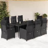 9-delige Tuinset poly rattan zwart