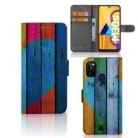 Samsung Galaxy M21 | M30s | Book Style Case | Wood Heart - Cadeau voor je Vriend