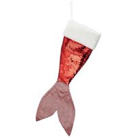 1x Kerstsok zeemeerminnen vin/staart pailletten 45 cm   -