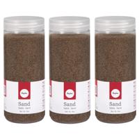 Hobby Fijn decoratie zand korrels - 3x - bruin - 475 ml - zandkorrels - knutselmateriaal