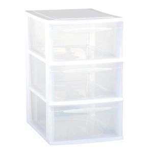 Ladenkast/bureau organizer wit stapelbaar A4 met 3x lades L25 x B36 x H27 cm