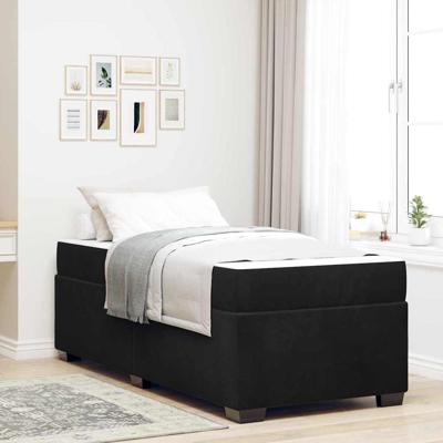 Bedframe met matras met matras Zwart 90 x 190 cm Fluweel