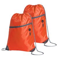 Sport gymtas/rugtas/draagtas - 2x - oranje met rijgkoord 34 x 44 cm van polyester