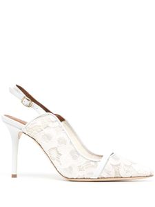 Malone Souliers escarpins Marion 85 mm à détails en dentelle - Blanc