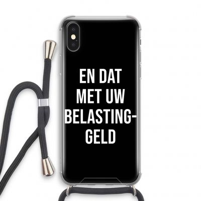 Belastinggeld - Zwart: iPhone X Transparant Hoesje met koord