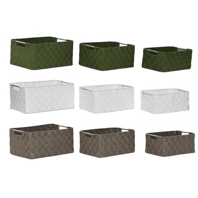 Mandenset Home ESPRIT Groen Grijs Crème Metaal Polypropyleen (3 Onderdelen) (3 Stuks)
