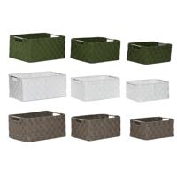 Mandenset Home ESPRIT Groen Grijs Crème Metaal Polypropyleen (3 Onderdelen) (3 Stuks)