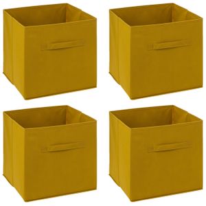 Set van 6x opbergmand 29 liter mosterdgeel 31 x 31 x 31 cm