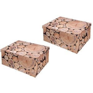 5x stuks opbergboxen/opbergdozen boomstam motief - 52 x 38 cm