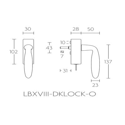 Formani LB18H-DKLOCK-O draaikiepgarnituur afsluitbaar mat roestvast staal rechts/ links draaiend