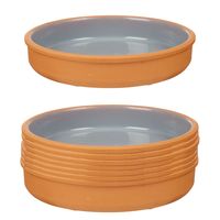 8x stuks tapas/hapjes serveren/oven schaal terracotta/grijs 23 x 4 cm