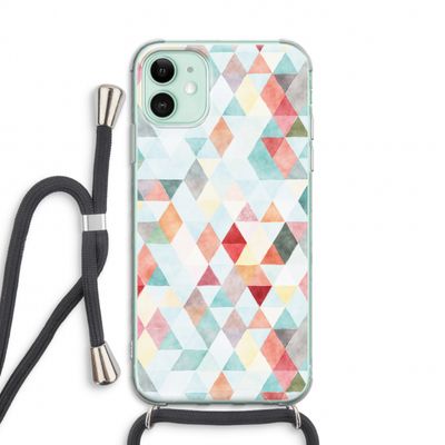 Gekleurde driehoekjes pastel: iPhone 11 Transparant Hoesje met koord