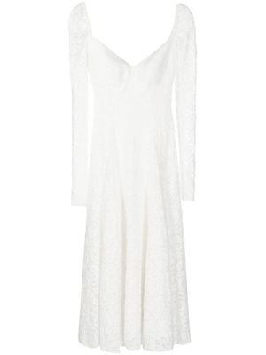 ANOUKI robe mi-longue en dentelle à manches longues - Blanc