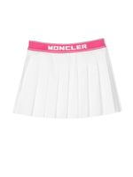 Moncler Enfant jupe plissée à taille à logo - Blanc