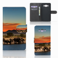 Samsung Galaxy J7 2016 Telefoonhoesje met Pasjes Olifanten - thumbnail