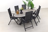 Hartman Napoli/Silva houtlook 240x115 cm. ovale tuinset - verstelbaar - 7-delig Hartman Napoli/Silva houtlook 240x115 cm. ovale tuinset - verstelbaar - 7-delig