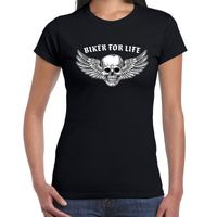 Biker for life fashion t-shirt motorrijder zwart voor dames