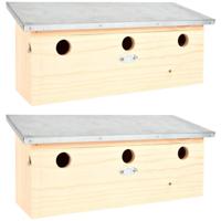 Vogelhuisje Mus - 2x - 46,8 cm - hout - nestkastje - voor vogels - vogelnest Mussen