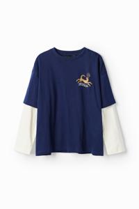 T-shirt dubbele mouwen katten - BLUE - 13/14