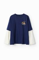 T-shirt dubbele mouwen katten - BLUE - 13/14