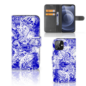 Telefoonhoesje met Naam iPhone 12 | 12 Pro (6.1") Angel Skull Blauw