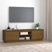 Tv-meubel 140x35x40 cm massief grenenhout honingbruin - thumbnail