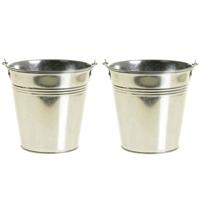 Zinken decoratie emmertje - 10x - zilver - 14 x 12 cm - Mini bloempotje Zinken decoratie emmertje - 10x - zilver - 14 x 12 cm - Mini bloempotje