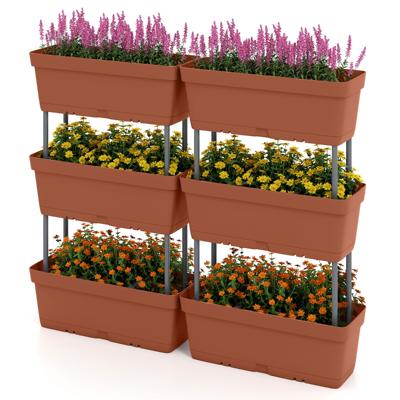 6 Stuks Bloembakken met Drainsysteem Plantbakken Verticale Verhoogde Tuin Plantenbakken Bruin